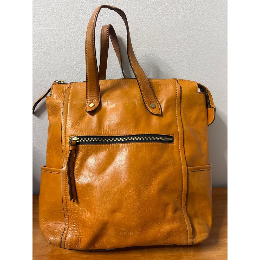 LODIS TAN NATURAL LEATHER Purse Catalina Backpack Medium Size Leather